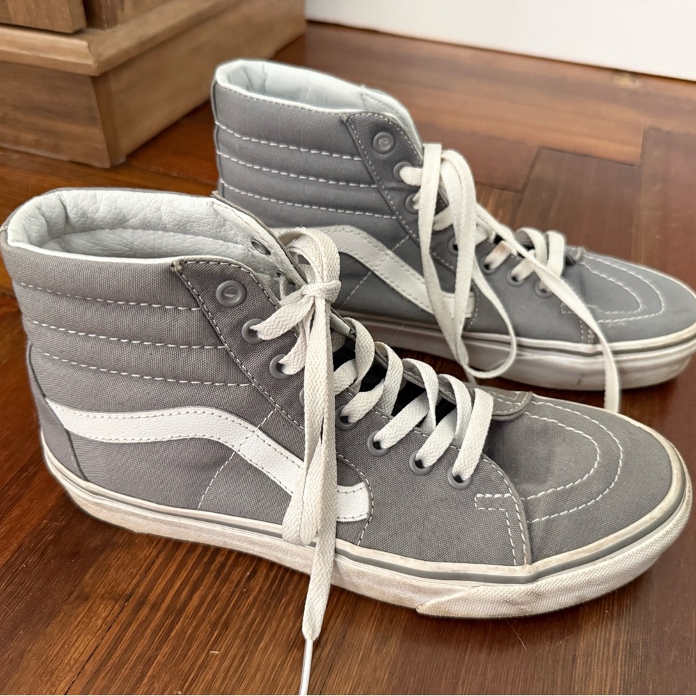 Light gray hightop old skool vans